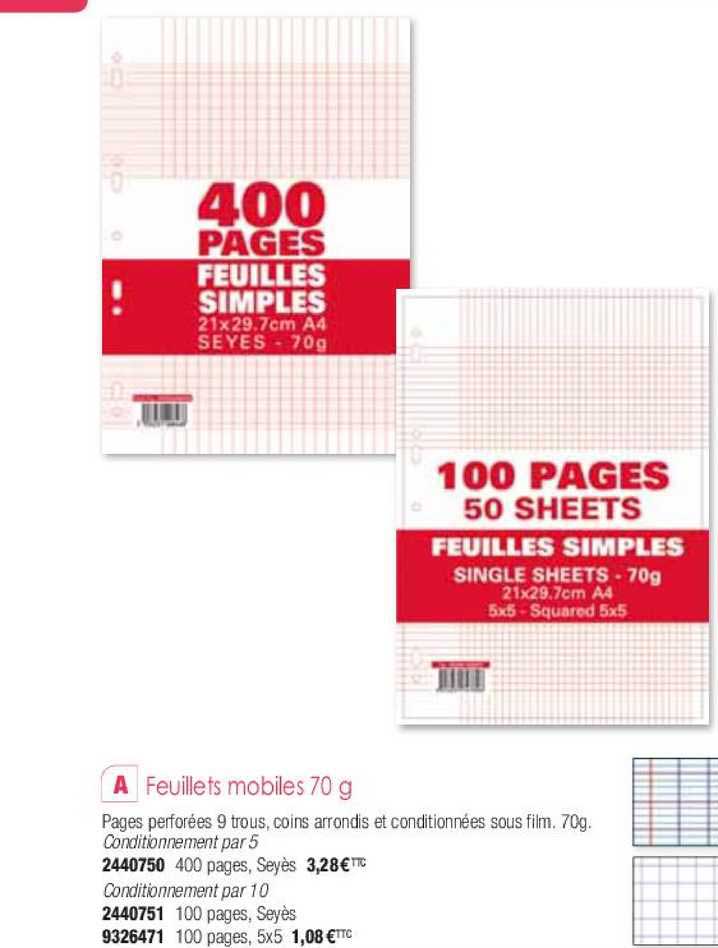 Feuillets Mobiles 70g