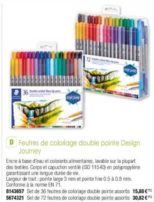 feutres de coloriage double pointe design journey