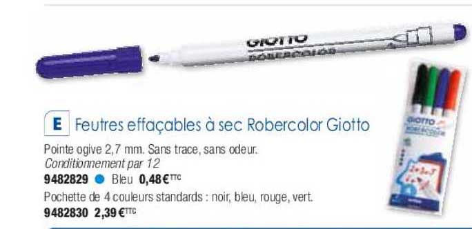 feutres effaçables à sec robercolor giotto
