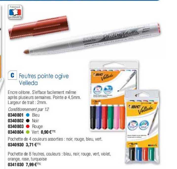 feutres pointe ogive velleda