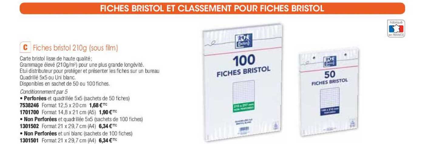 fiches bristol 210g (sous film)