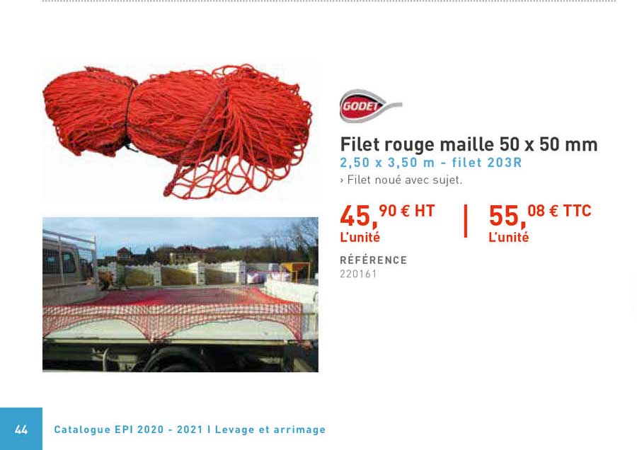 filet rouge maille 50 x 50 mm godet