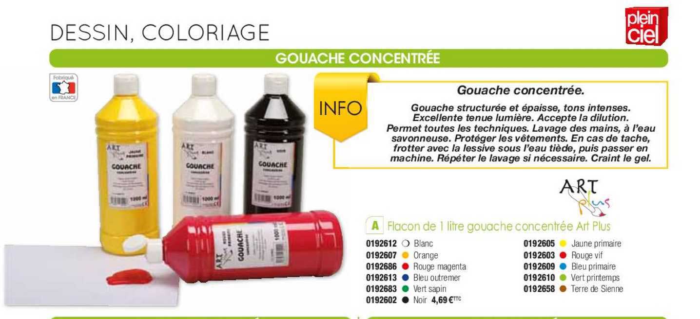 flacon de 1 litre gouache concentrée art plus