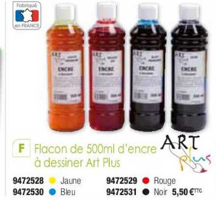 flacon de 500ml d'encre à dessiner art plus