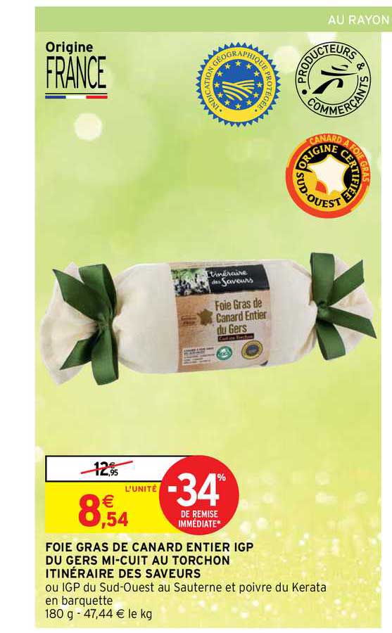 foie gras de canard entier igp du gers mi-cuit au torchon itinéraire des saveurs