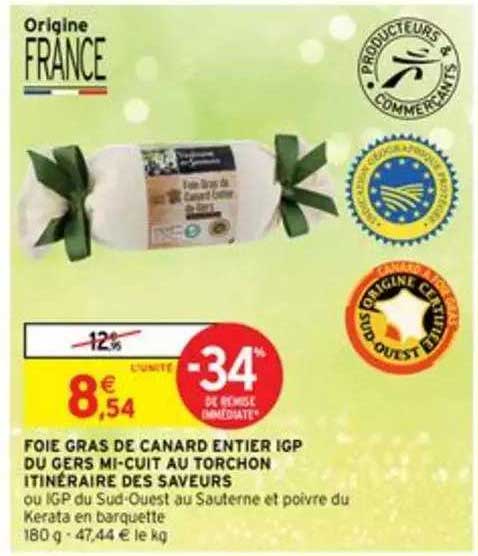 foie gras de canard entier igp du gers mi-cuit au torchon itinéraire des saveurs