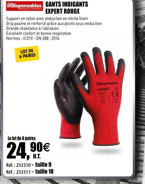 gants indigants expert rouge les indispensables