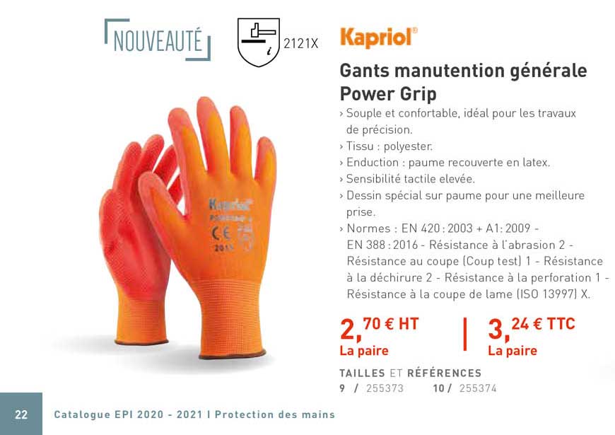gants manutention générale power grip kapriol