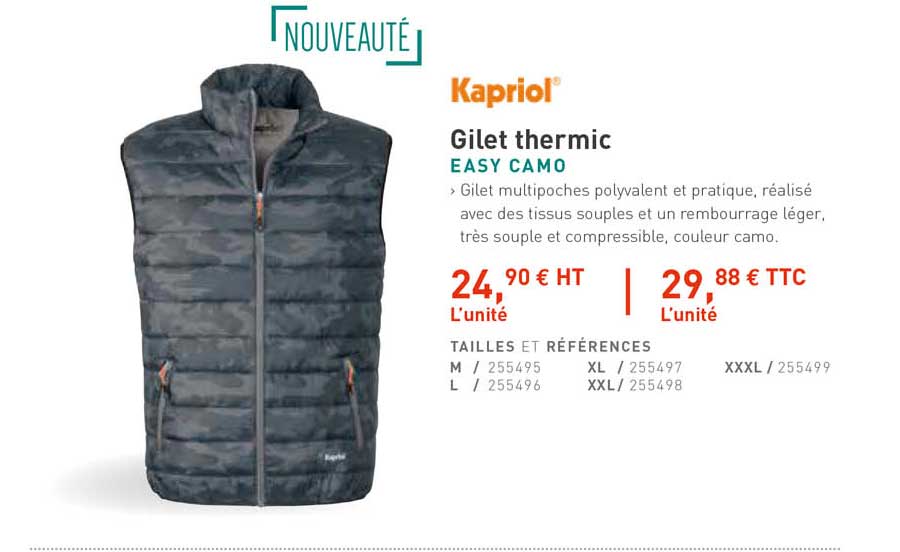 gilet thermic easy camo kapriol