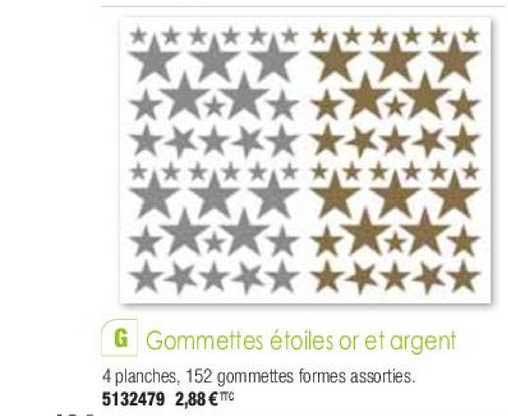gommettes étoiles or et argent