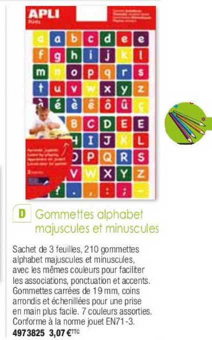 gommettes alphabet majuscules et minuscules