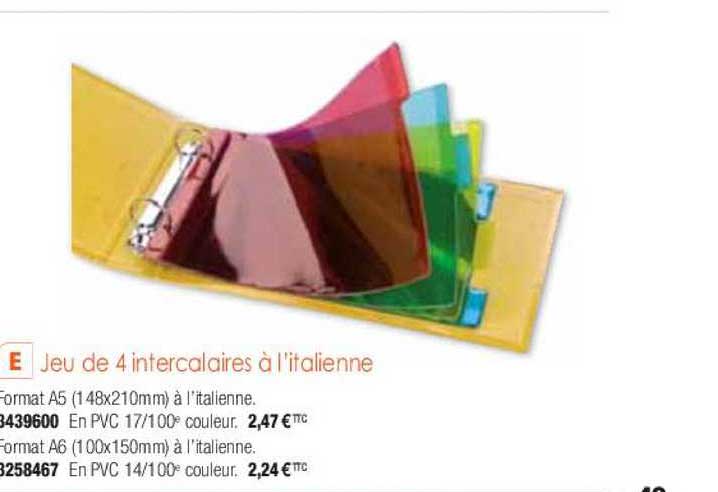 jeu de 4 intercalaires à l'italienne