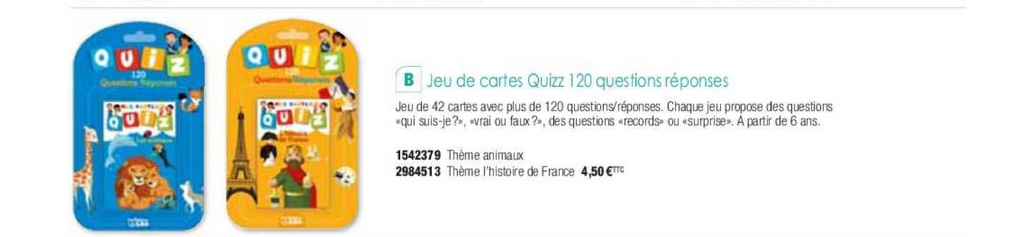 jeu de cartes quizz 120 questions réponses