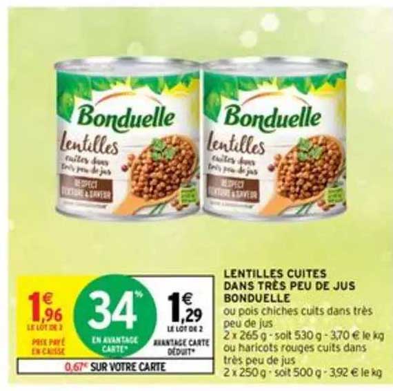 lentilles cuites dans très peu de jus bonduelle