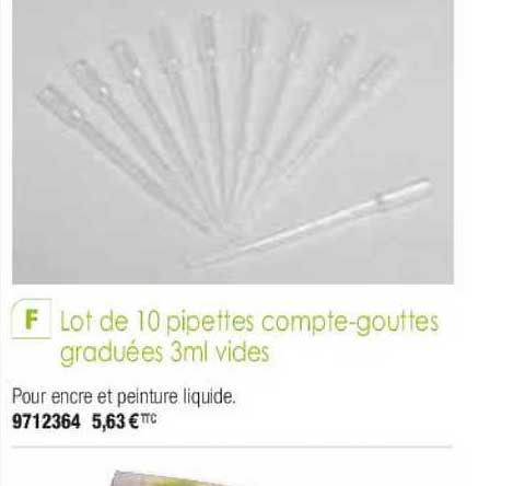 lot de 10 pipettes compte-gouttes graduées 3m vides