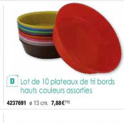 lot de 10 plateaux de tri bords hauts couleurs assorties
