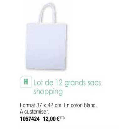 lot de 12 grands sacs shopping