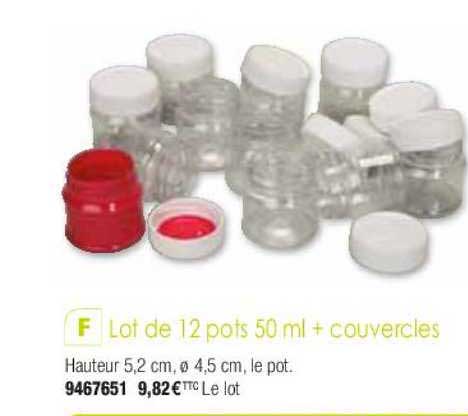 lot de 12 pots 50ml + couvercles