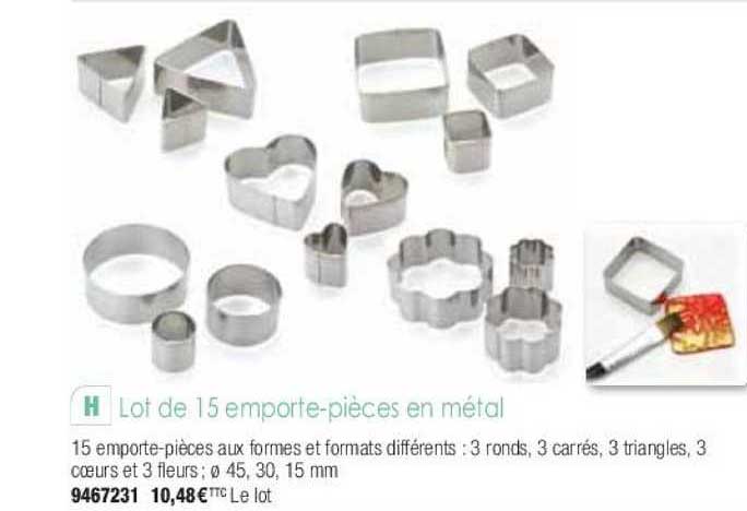 lot de 15 emporte-pièces en métal