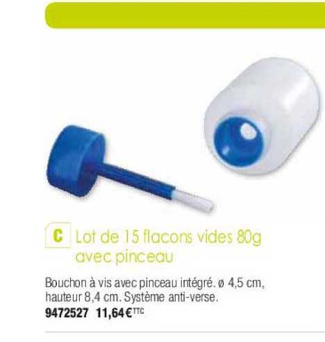lot de 15 flacons vides 80g avec pinceau