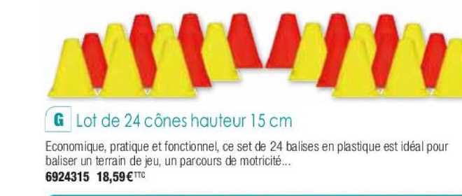 lot de 24 cônes hauteur 15 cm