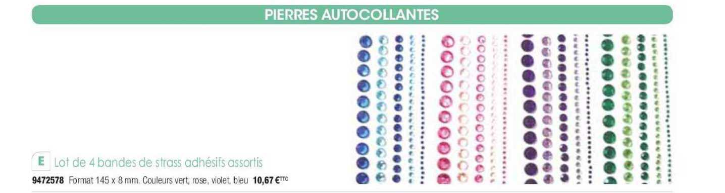 lot de 4 bandes de strass adhésifs assortis