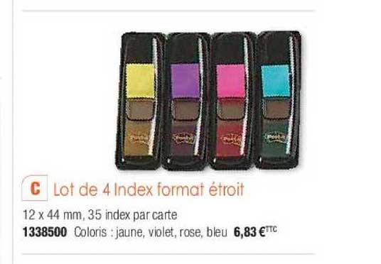 lot de 4 index format étroit