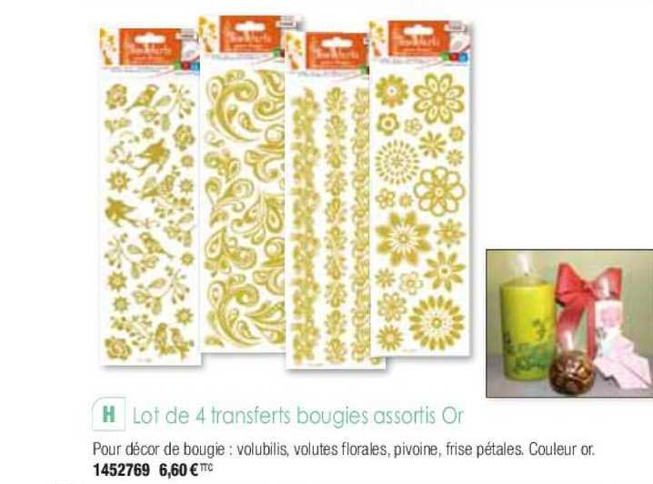 lot de 4 transferts bougies assortis or