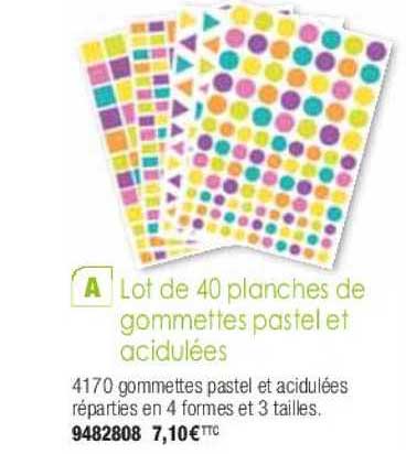 lot de 40 planches de gommettes pastel et acidulées