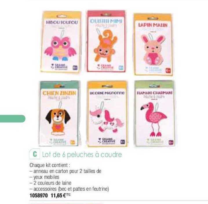 lot de 6 peluches à coudre