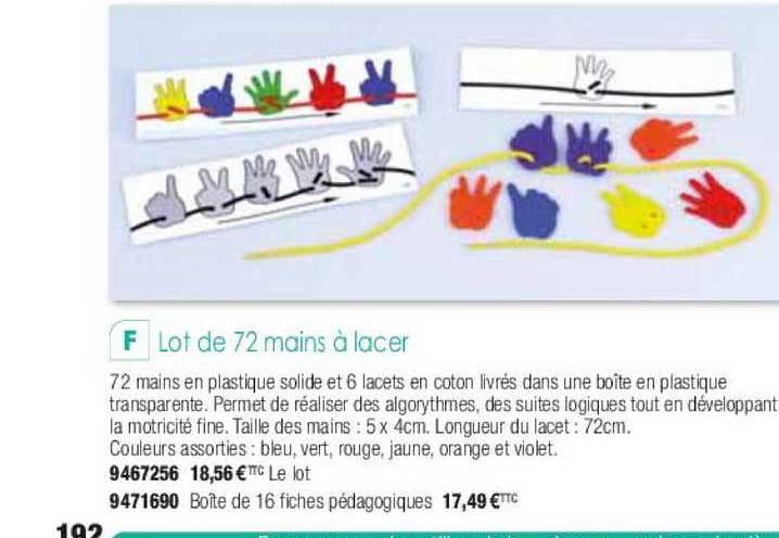 lot de 72 mains à lacer