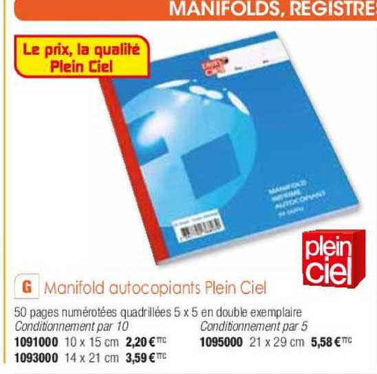 manifold autocopiants plein ciel