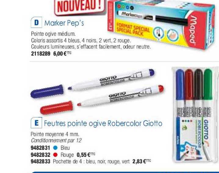 marker pep's feutres pointe ogive robercolor giotto