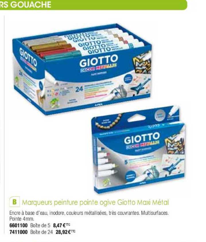 marqueurs peinture pointe ogive giotto maxi métal