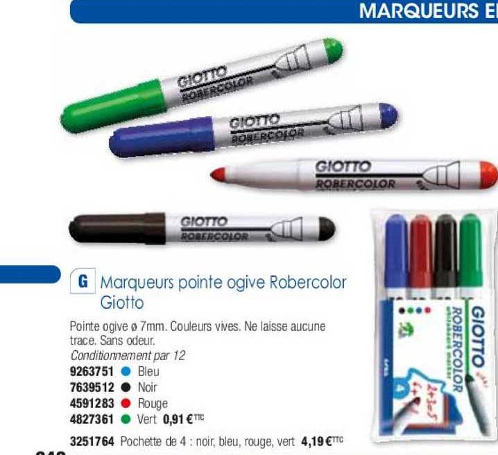 marqueurs pointe ogive robercolor giotto