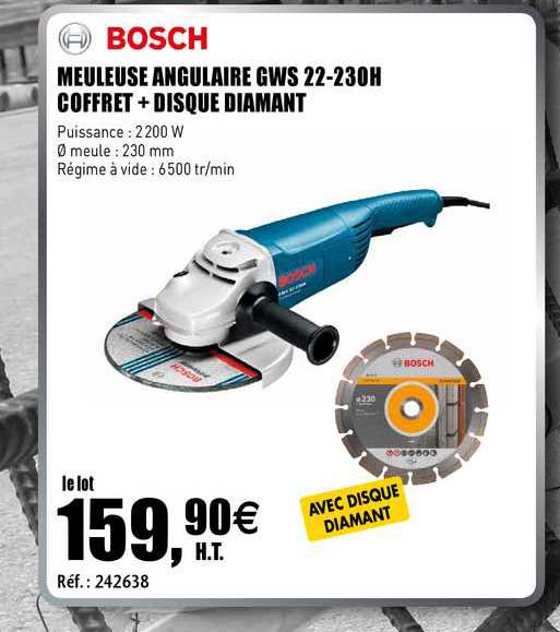 meuleuse angulaire gws 22-230h coffret + disque diamant bosch
