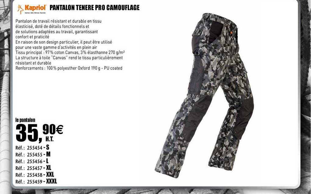 pantalon tenere pro camouflage kapriol
