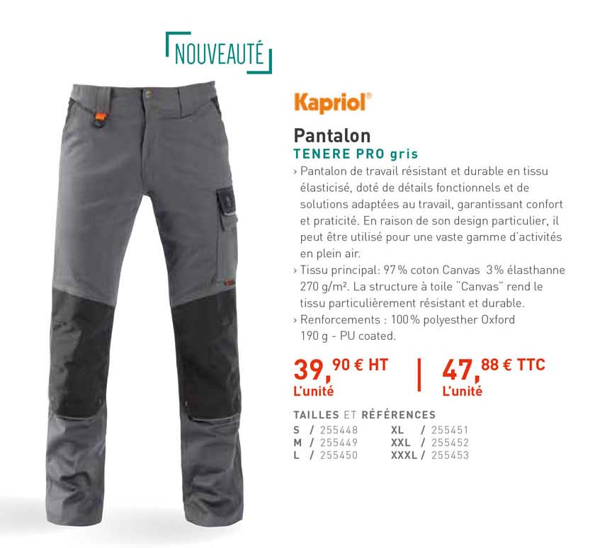 pantalon tenere pro gris kapriol