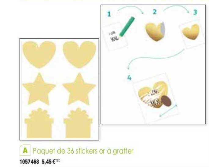 paquet de 36 sticker or à gratter