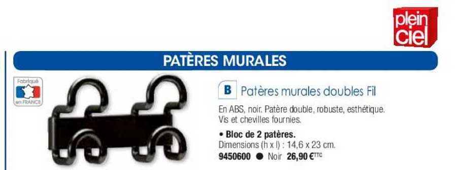 patères murales doubles fil