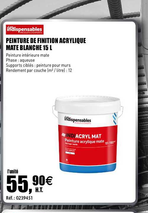 peinture de finition acrylique mate blanche 15 l les indispensables