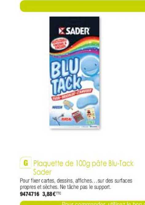 Plaquette De 100g Pâte Blu-tock Sader