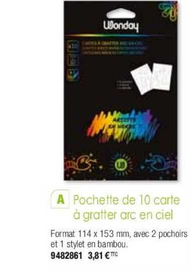 pochette de 10 carte à gratter arc en ciel