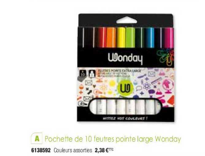 Pochette De 10 Feutres Pointe Large Wonday