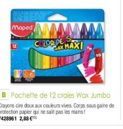 pochette de 12 craies wax jumbo