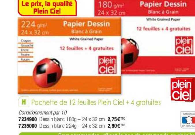 pochette de 12 feuilles plein ciel + 4 gratuites