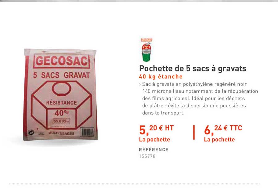 pochette de 5 sacs à gravats gecosac