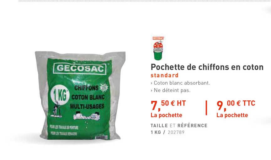 pochette de chiffons en coton gecosac