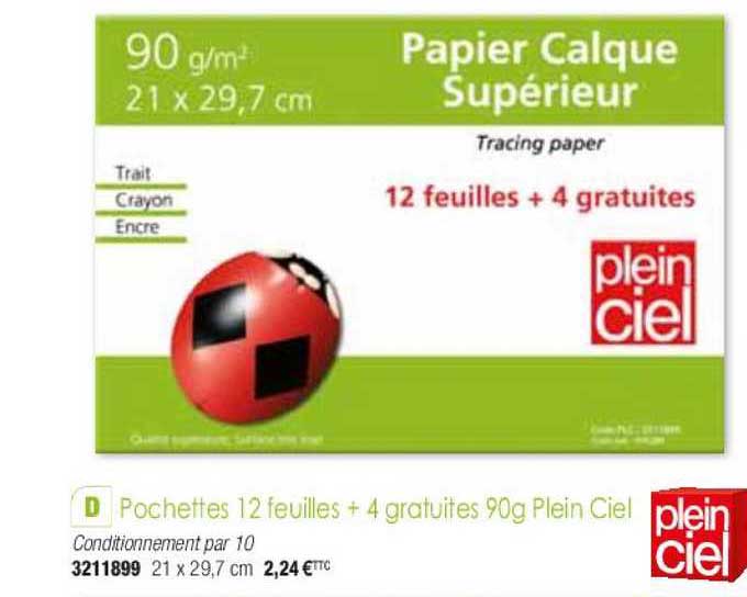 Pochettes 12 Feuilles + 4 Gratuites 90g Plein Ciel