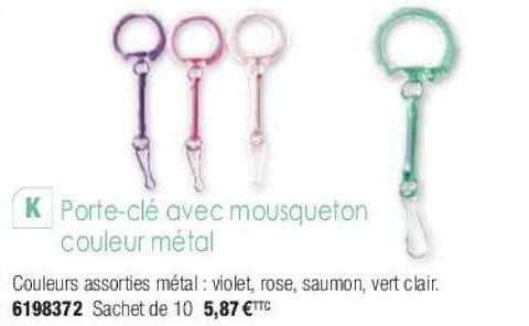 porte-clé avec mousqueton couleur métal